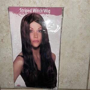 Black and Burgundy Striped Witch Wig Halloween Costume NEW